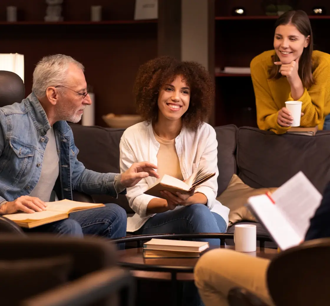 image of people reading books