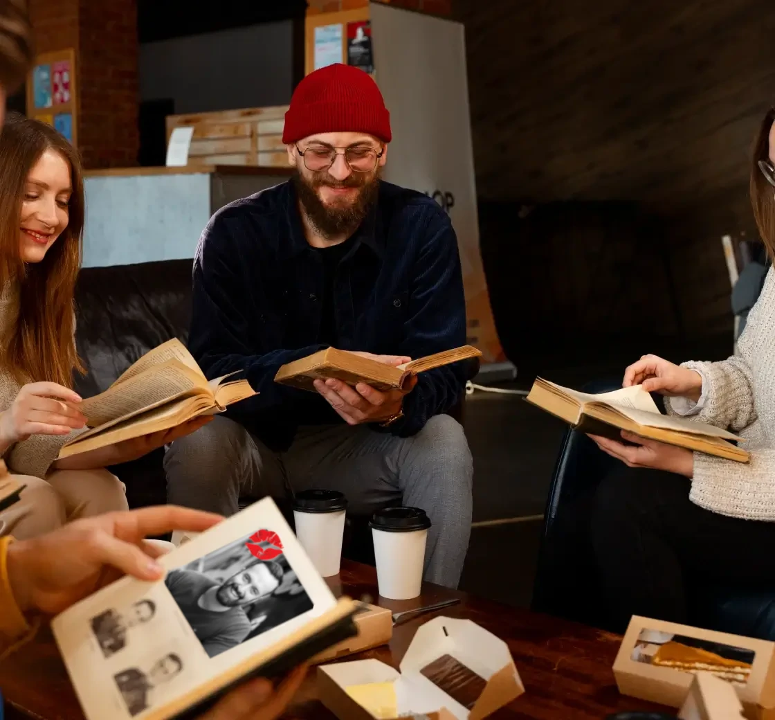 image of people reading books